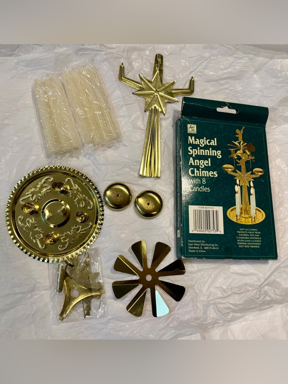 Vintage Hearth-Side Swedish Magical Spinning Angel Chimes With 8 Candles